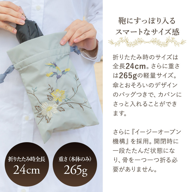 花紀行 ミニ折りたたみ日傘＆イニシャル手元セット