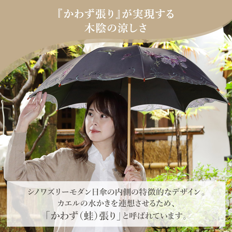 女優日傘プレミアム オーキッドオーガンジー刺繍 かわず張り日傘｜京都 